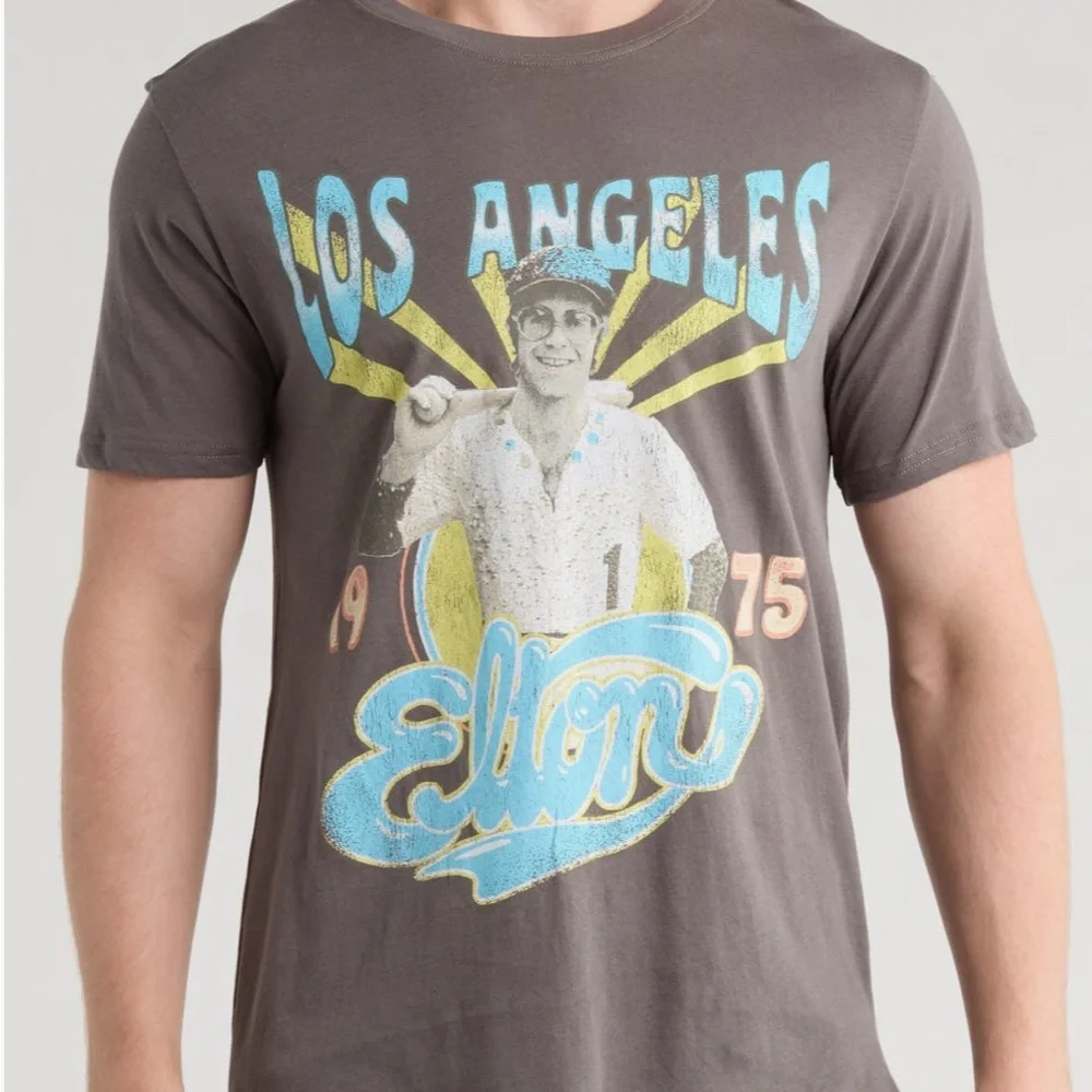 Elton John Los Angeles 1975 Baseball Graphic T-Shirt - Gray M - Picture 3 of 7